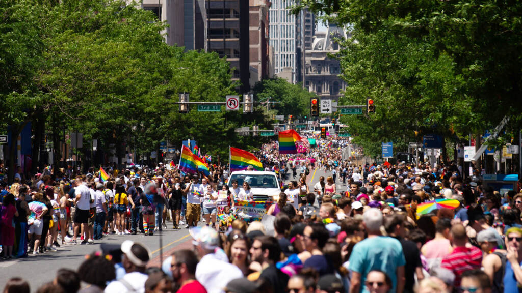 People march in the 2019 pride parade