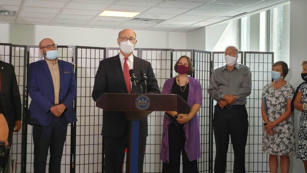 0916211128d_HDR Pa. Governor Tom Wolf visits the Kensington neighborhood in Philadelphia, which he calls ground zero of the opioid crisis. (Tom MacDonald / WHYY)