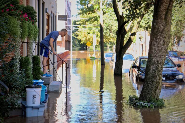 Person observes intense flooding in Philadelphia