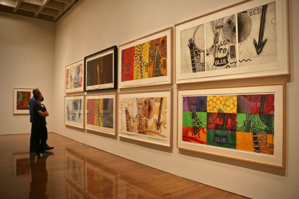 2021 09 22-elee-philadelphia museum of art-jasper johns mind mirror wall A lifetime retrospective of the work of Jasper Johns, organized by the Philadelphia Museum of Art and the Whitney Museum of American Art, is being presented simultaneously at both institutions. Visitors who attend the exhibition at one venue will get half-price admission to the other