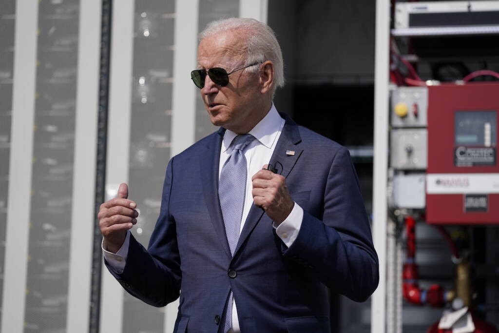 Joe Biden President Joe Biden speaks during a tour of the Flatirons campus of the National Renewable Energy Laboratory, Tuesday, Sept. 14, 2021, in Arvanda, Colo. (AP Photo/Evan Vucci)