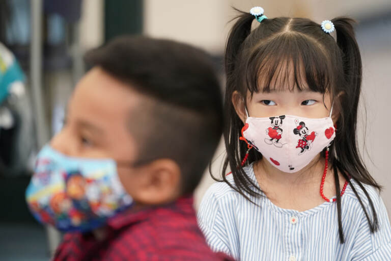 Pre-K students wear face masks