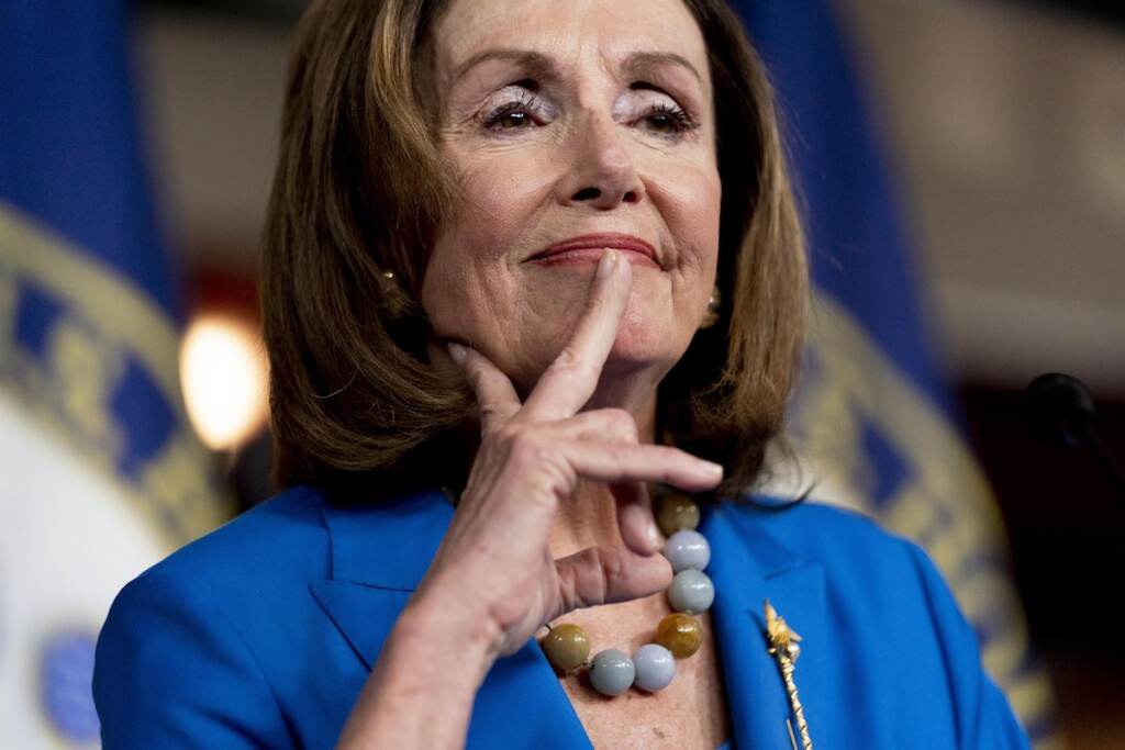 Nancy Pelosi House Speaker Nancy Pelosi of Calif. reacts as she listens to a question from a reporter during her weekly press briefing on Capitol Hill, Thursday, Sept. 30, 2021, in Washington