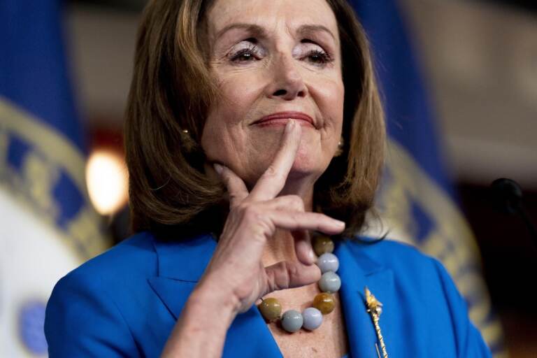 House Speaker Nancy Pelosi of Calif. reacts as she listens to a question from a reporter during her weekly press briefing on Capitol Hill, Thursday, Sept. 30, 2021, in Washington