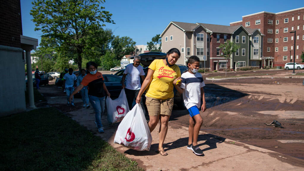 Oakwood-Plaza-Apartments-Elizabeth-Tropical-Storm-Ida-flooding People evacuate after flooding.