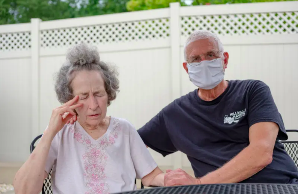 Screen Shot 2021-09-17 at 7.12.16 AM Pat Loughney (right) cared for his wife, Candy, in their home until she went into anaphylactic shock after eating medicated soap. Candy is one of 280,000 Pennsylvanians over the age of 64 living with Alzheimer’s disease, the most common cause of dementia. (Quinn Glabicki for Spotlight PA / Publicsource)