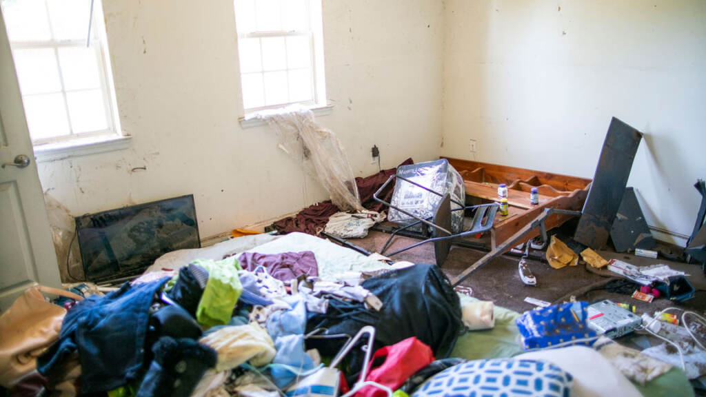 Damaged home from flooding.
