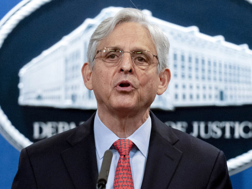 In this Aug. 5, 2021, file photo, Attorney General Merrick Garland speaks at a news conference at the Department of Justice in Washington. In this Aug. 5, 2021, file photo, Attorney General Merrick Garland speaks at a news conference at the Department of Justice in Washington. (Andrew Harnik/AP)