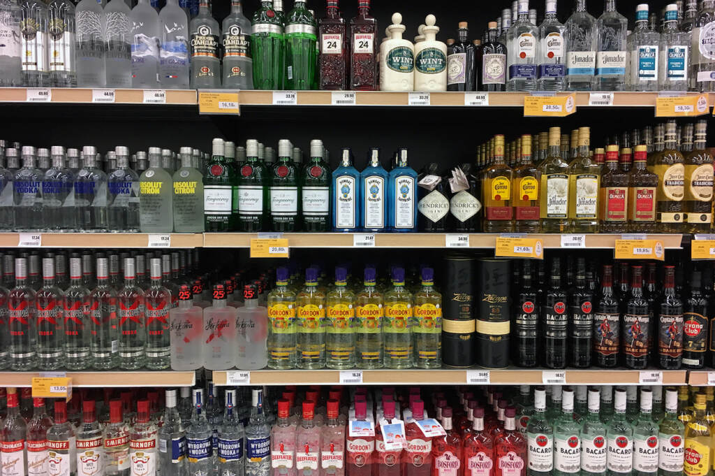 Athens, Greece – November 14, 2019: Bottles Of Vodka Gin Tequila And Rum Alcoholic Beverages Stacked (sirylok / BigStock)