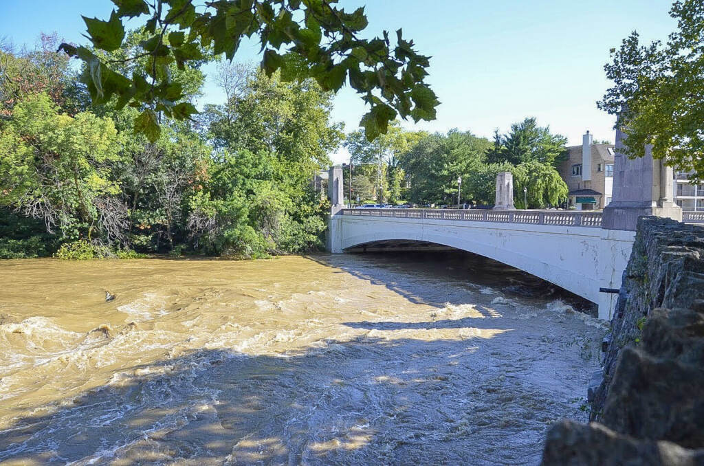 flooding-pic-from-city-over-the-river-at-market The Brandywine River crested to record levels on Thursday. (City of Wilmington)