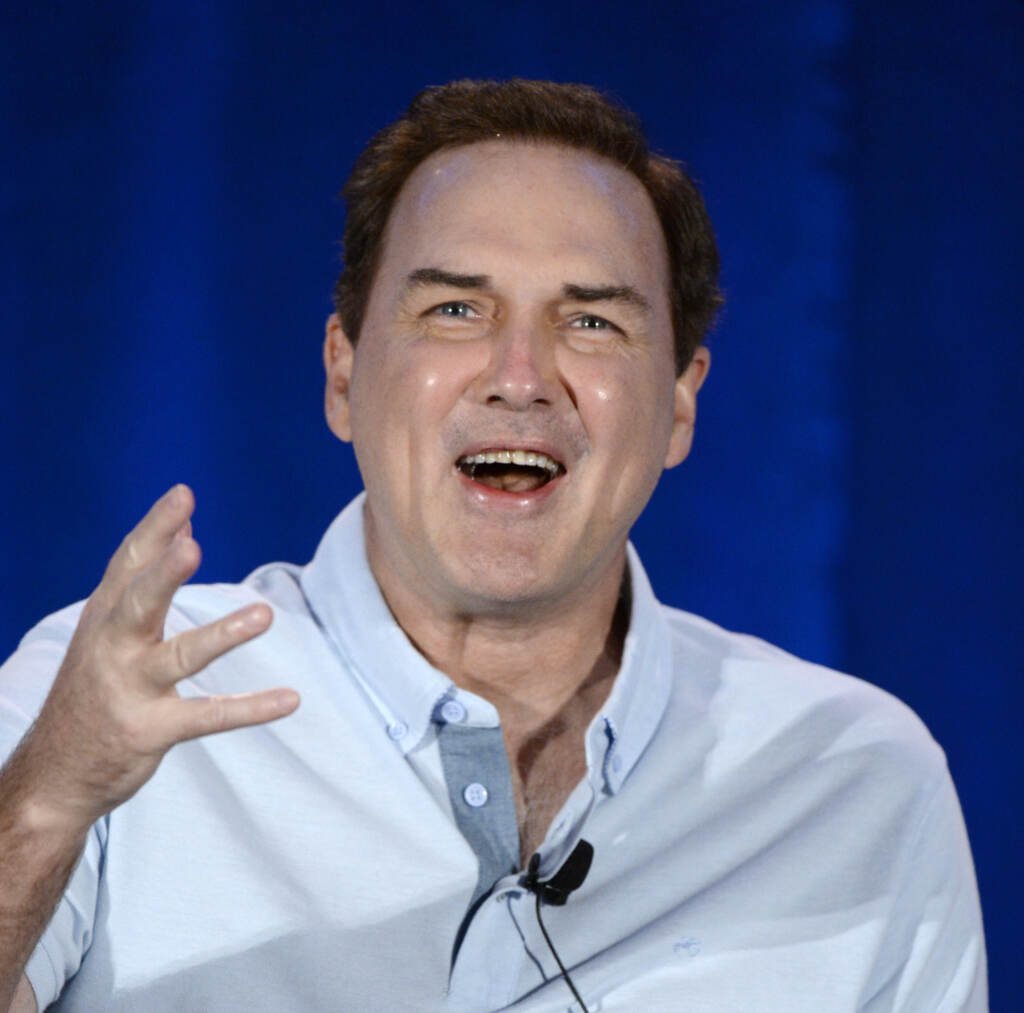 Norm Macdonald speaks during a panel discussion of reality television talent show “Last Comic Standing” in 2015. Norm Macdonald speaks during a panel discussion of reality television talent show