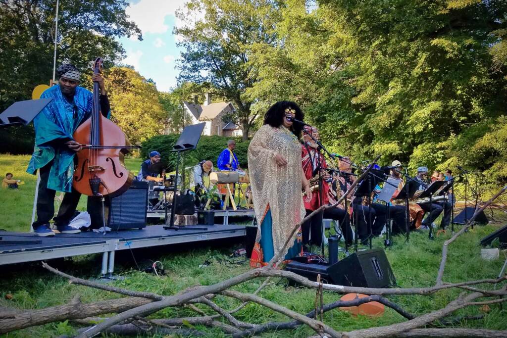 2021 09 26-p crimmins-tara middleton marshall allen-philadelphia awbury arboretum-sun ra arkestra summoning the future forest Sun Ra Arkestra