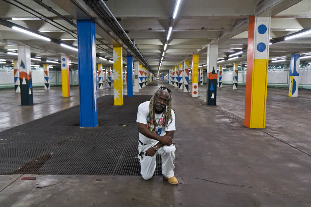 2021 10 07 k paynter alvin tull lovely day mural Alvin Tull is a Lead Muralist and Lead Teaching Artist with the Mural Arts Program in Philadelphia. He worked with artist Lauren Cat West to create the Lovely Day mural, which covers 200 columns at the SEPTA concourse between City Hall and Walnut Streets