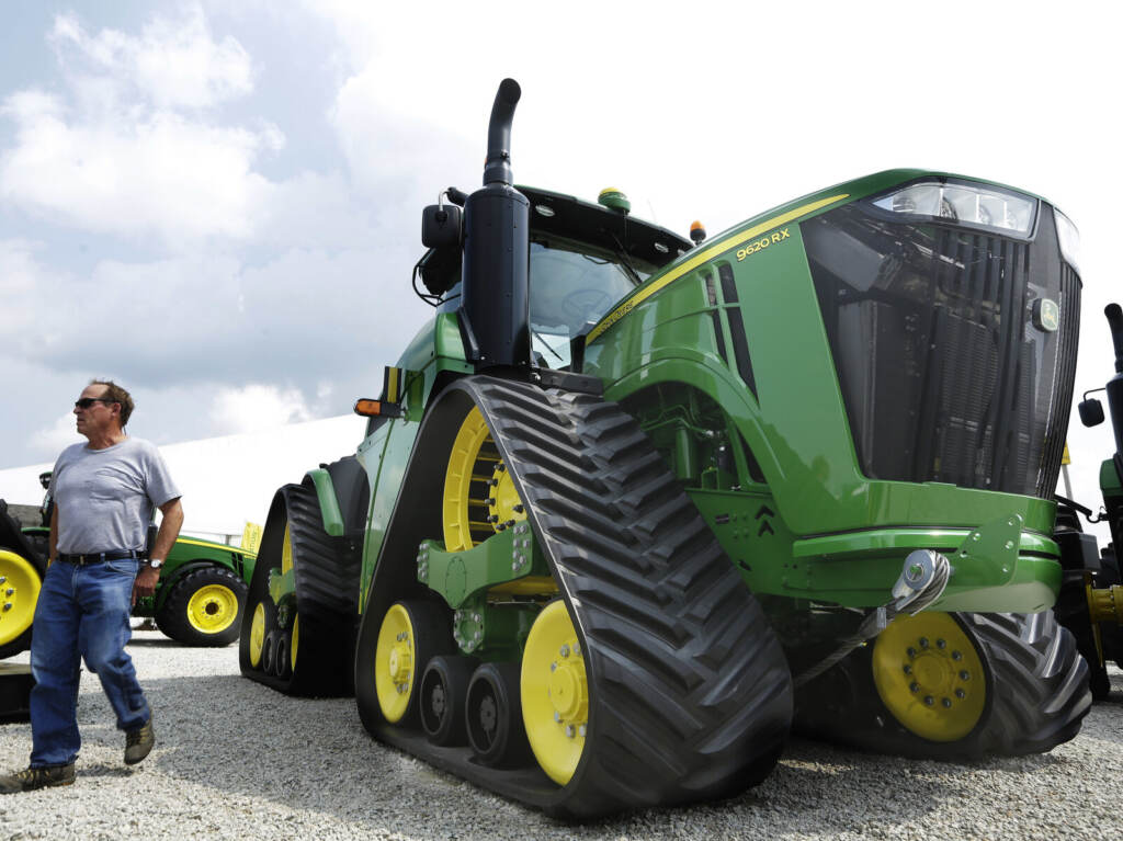 John Deere Douglas Johnson looks at John Deere equipment on display