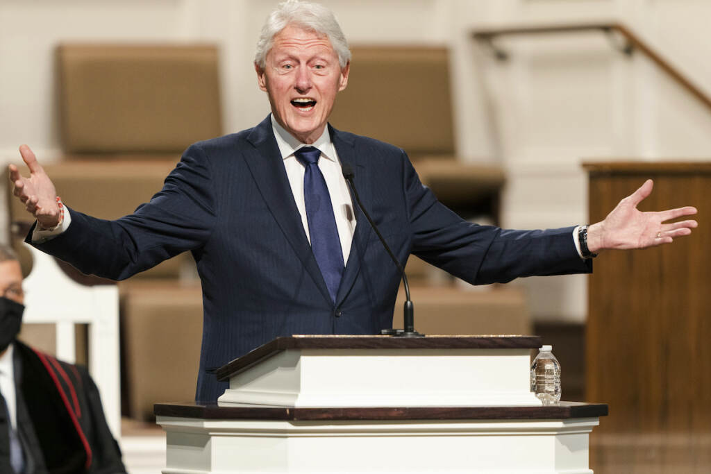 Bill Clinton In this Jan. 27, 2021, file photo, former President Bill Clinton speaks during funeral services for Henry