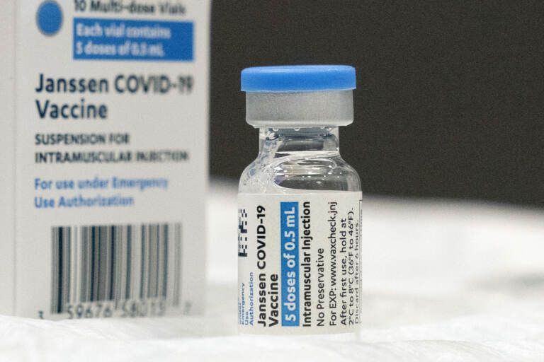 A vial of the Johnson & Johnson COVID-19 vaccine