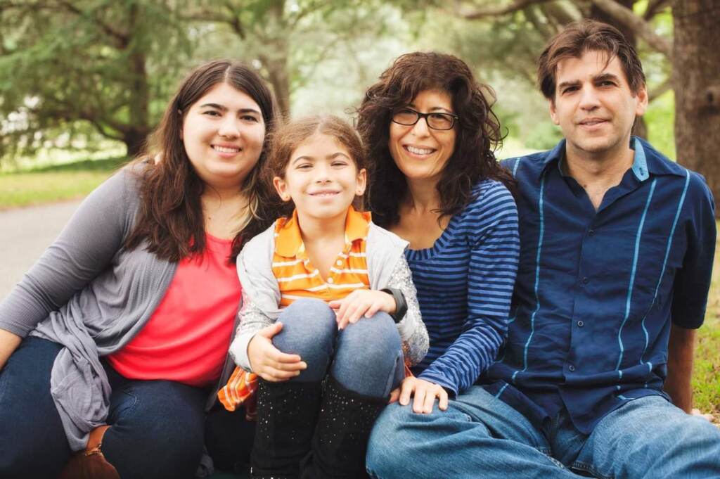 FB_IMG_1635533321231 Delaware resident, Marianne Sarcich (third from left) with her husband and children weeks before her mastectomy. (Della Schweiger)