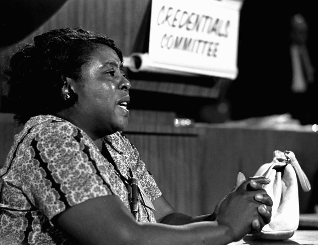 Fannie-Lou-Hamer-1964 In this Aug. 22, 1964 file photograph, Fannie Lou Hamer speaks before the credentials committee of the Democratic national convention in Atlantic City. (AP Photo/File)