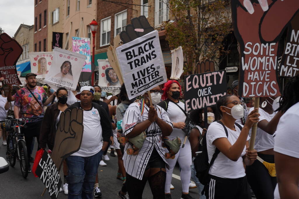 Protesters chant, 
