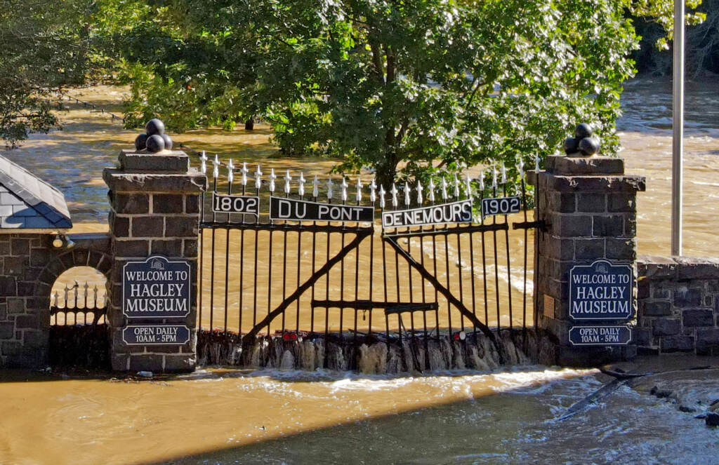 hagley-2021-flood-photos-002 Located on the banks of the Brandywine River, Hagley Museum and Library suffered millions of dollars in damage as the remnants of Hurricane Ida dumped heavy rains on the region. (photo courtesy Hagley Museum and Library)