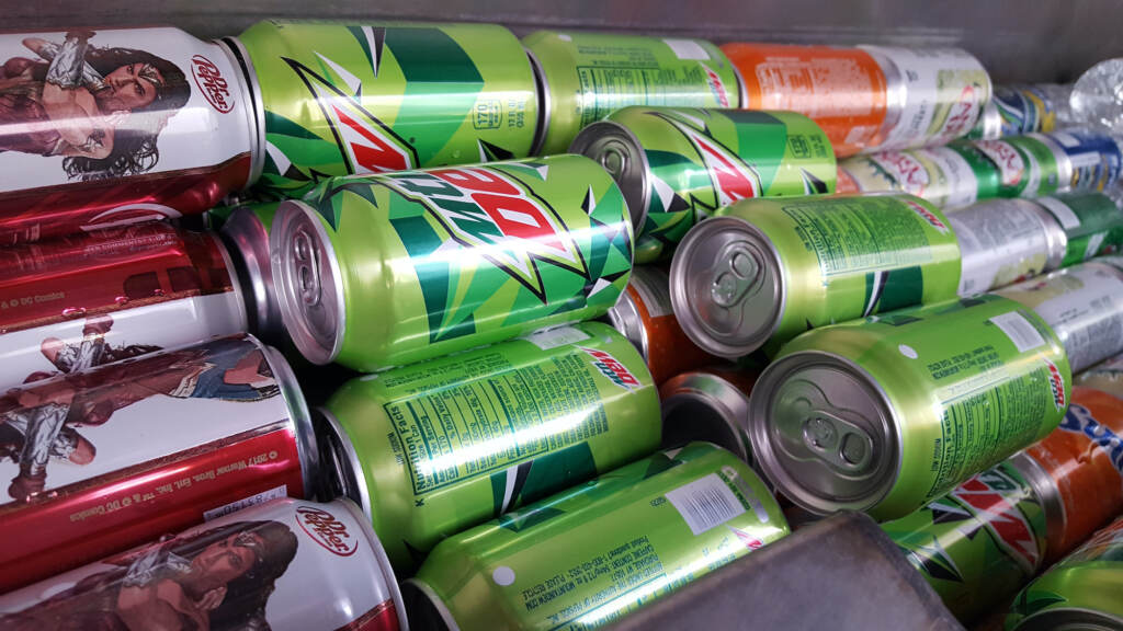 Cans of Mountain Dew