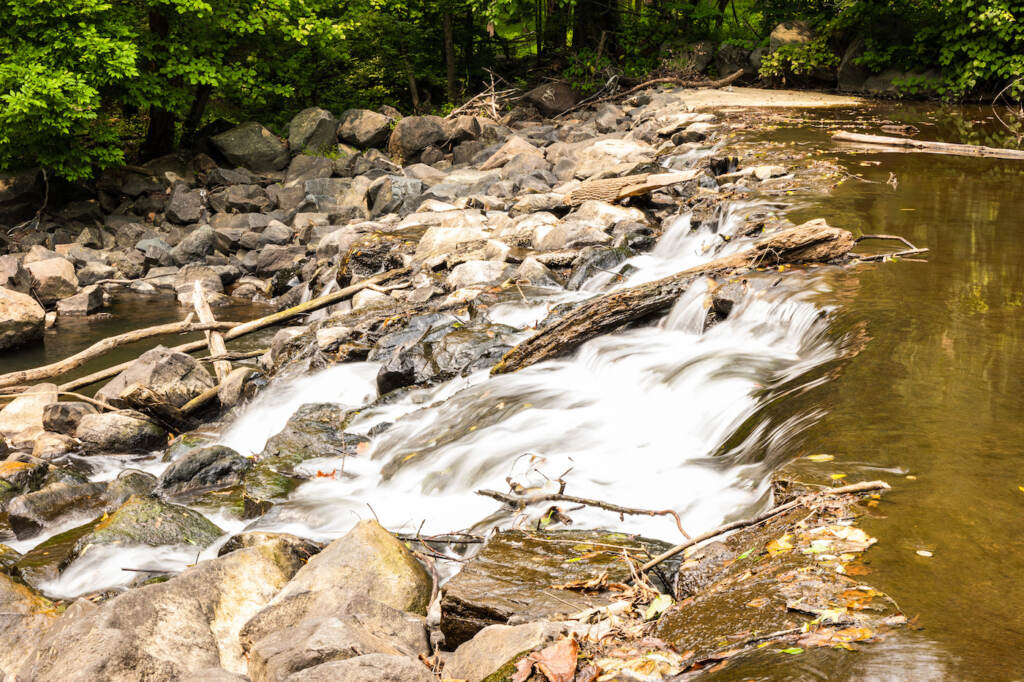 2021-07-21_CoochNature_Ramsey_0005 Just a few hundred feet from I-95, water flows over the dam built in 1792 to power the mill at Cooch's Bridge near Newark, Delaware.