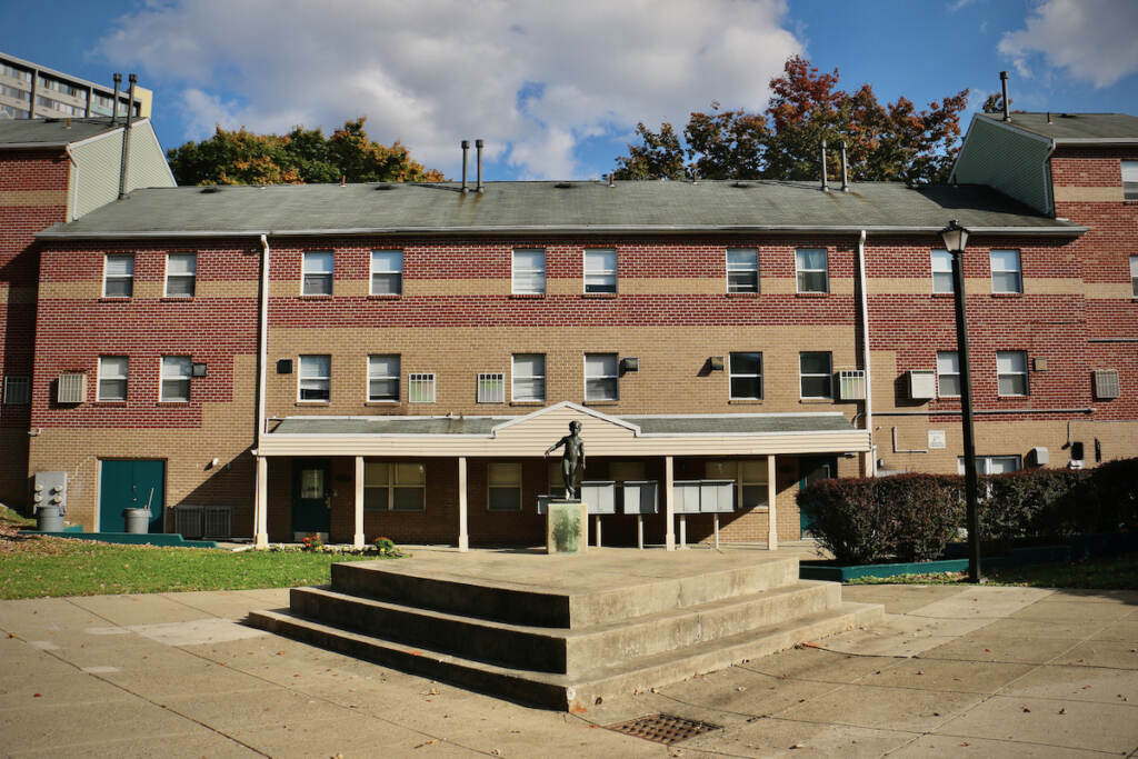 University City Townhomes in West Philadelphia. (Emma Lee/WHYY) University City Townhomes in West Philadelphia