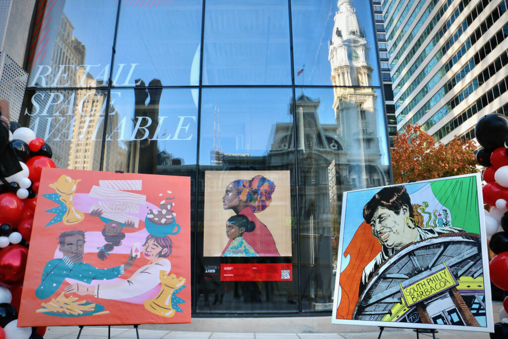 2021 11 10-e lee-philadelphia-visit philly love and grit city hall A series of paintings are on display in Philadelhia