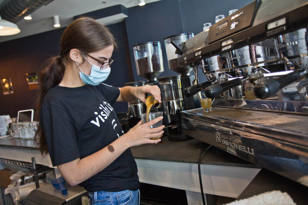 Melanie Osborn graduated from YouthBuild Charter High School in 2021 and is now assistant manager at their student-manned coffeeshop, Stomping Grounds Social Justice Cafe, in West Philadelphia