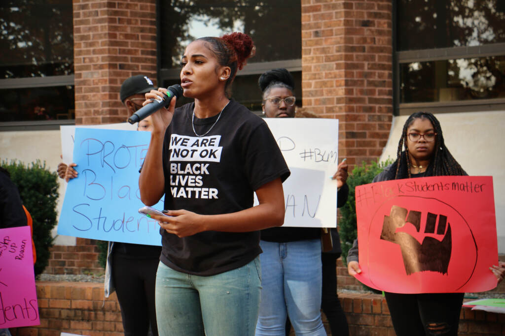 Rowan University student Jasmin Jones speaks about an incident in her dorm where white students used a racial slur against her and her friends. She said there were no consequences for the white students