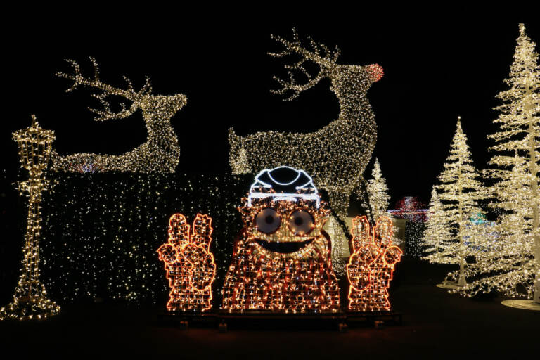 The Tinseltown Holiday Spectacular covers 5 acres of the fairgrounds at the Greater Philadelphia Expo Center in Oaks, Pa., with 1.2 million LED lights. (Emma Lee/WHYY)