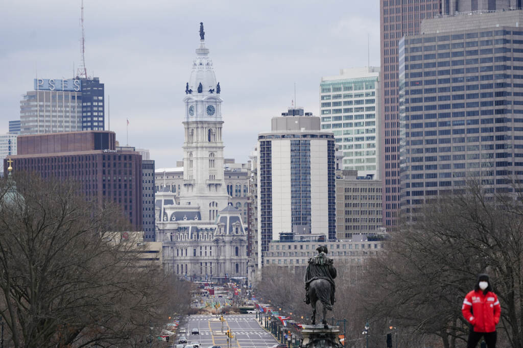 Pennsylvania Daily Life Shown is the Benjamin Franklin Parkway and City Hall in Philadelphia, Wednesday, Jan. 27, 2021.
