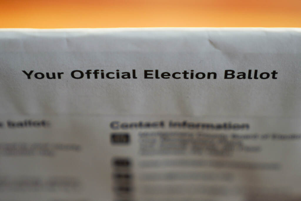 Election 2021 Pennsylvania Mail-in election ballot. (AP Photo/Matt Rourke)