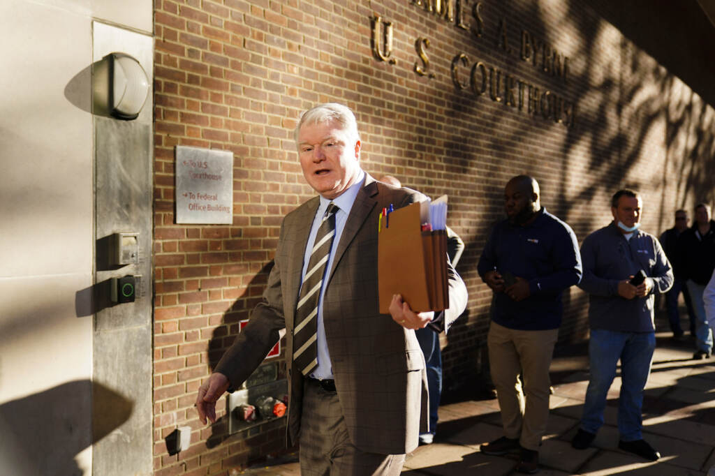 Philadelphia Union Boss Indictment Johnny 'Doc' Dougherty walks to the federal courthouse in Philadelphia, Wednesday, Oct. 27, 2021. (AP Photo/Matt Rourke)