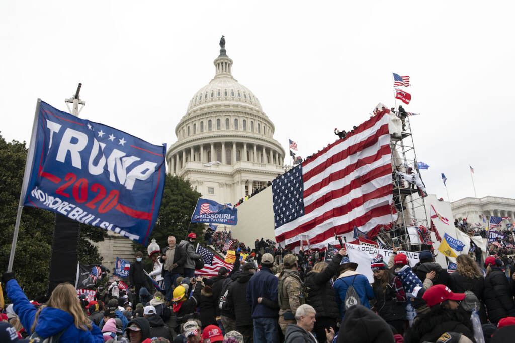 Capitol Breach Trump File photo: Violent insurrectionists loyal to President Donald Trump stand outside the U.S. Capitol in Washington on Jan. 6, 2021. A federal judge is questioning Donald Trump's efforts to withhold documents from Congress related to the Jan. 6 attack on the Capitol. Judge Tanya Chutkan was skeptical Thursday, Nov. 4, of attorneys for the former president who asked her to block the handover of documents to a House committee