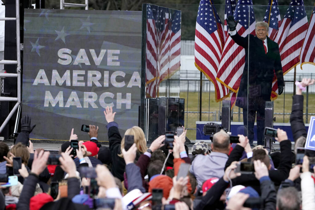 File photo: President Donald Trump arrives to speak at a rally in Washington on Jan. 6, 2021. A federal judge is questioning Donald Trump's efforts to withhold documents from Congress related to the Jan. 6 attack on the Capitol. Judge Tanya Chutkan was skeptical Thursday, Nov. 4, of attorneys for the former president who asked her to block the handover of documents to a House committee