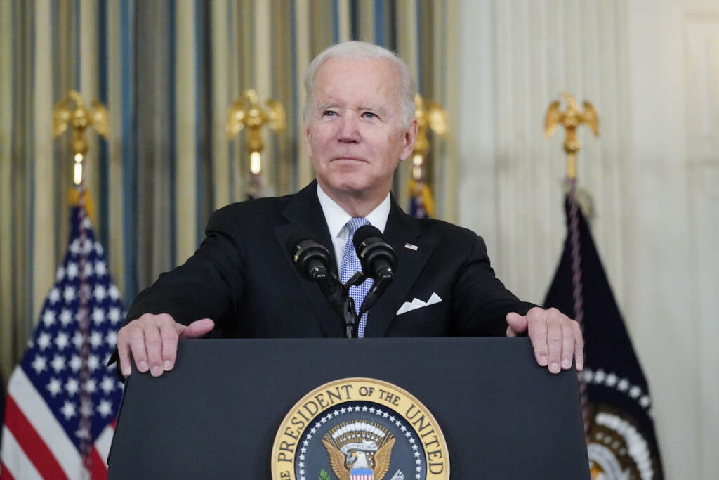 Joe Biden President Joe Biden speaks about the bipartisan infrastructure bill in the State Dinning Room of the White House, Saturday, Nov. 6, 2021, in Washington. (AP Photo/Alex Brandon)