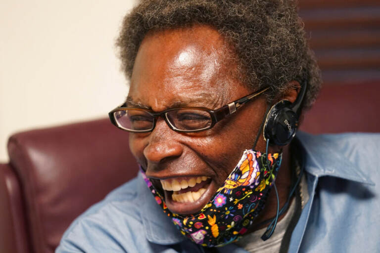 Henry Montgomery laughs inside the Louisiana Parole Project offices in Baton Rouge, La. after being released from the Louisiana State Penitentiary, after serving 57 years in prison, Wednesday, Nov. 17, 2021. Montgomery, central to a Supreme Court case that extended the possibility of freedom to hundreds of people sentenced to life without parole as juveniles has been released from prison after being granted parole. (AP Photo/Gerald Herbert)