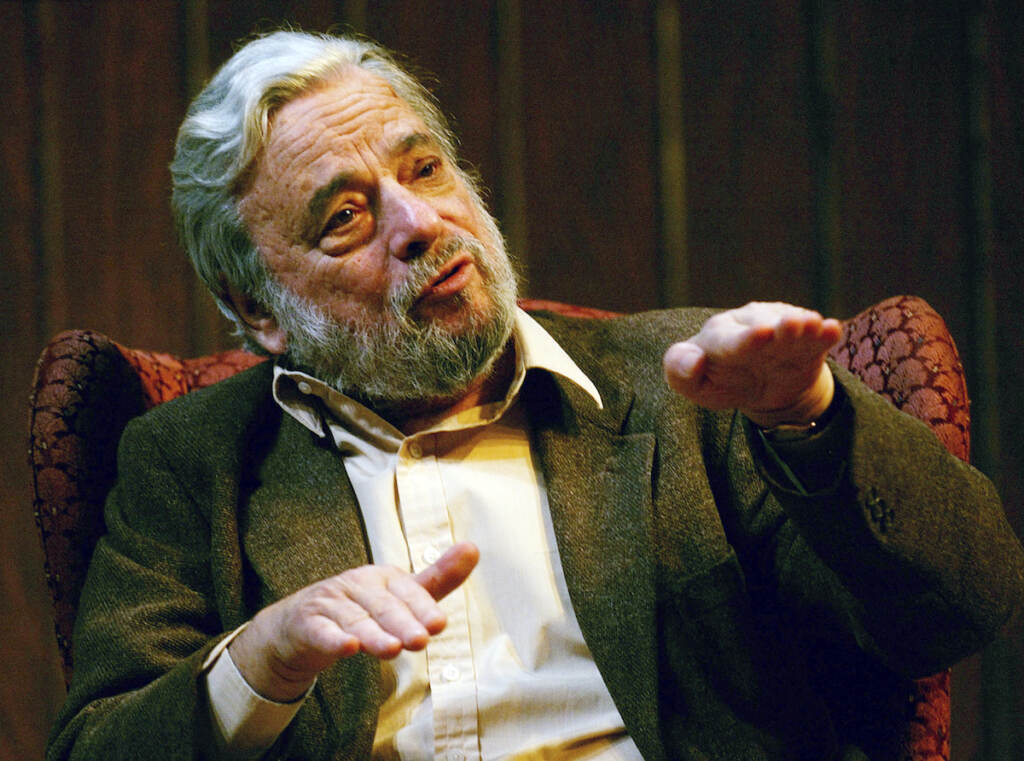 Stephen Sondheim Lyricist Stephen Sondheim gestures during a gathering at Tufts University in Medford, Mass., Monday, April 12, 2004.