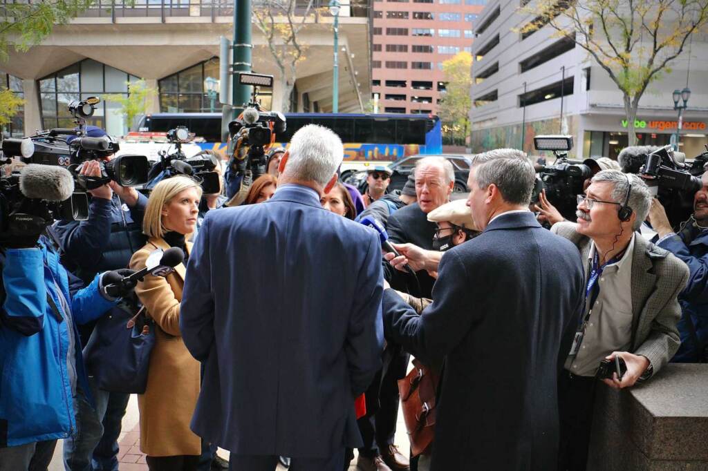 IBEW spokesman Frank Keel says John Dougherty will continue to lead the union while he appeals the verdict. (Emma Lee/WHYY)