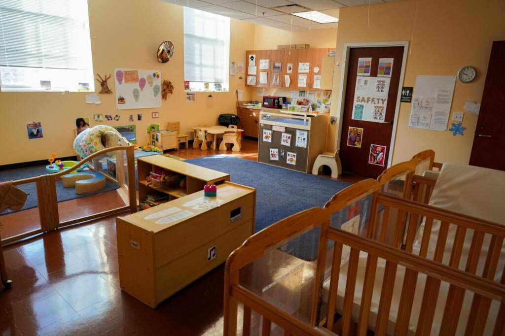 child-care-center-pa-coronavirus-spa-112421-02 An empty infant room at a child care center