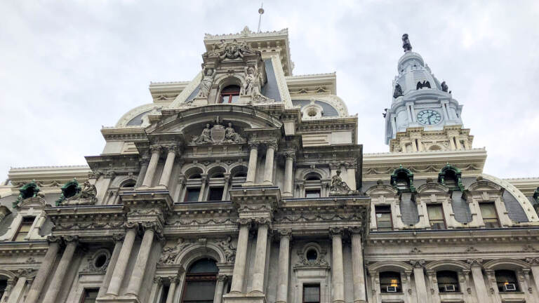 A closeup of Philadelphia City Hall.
