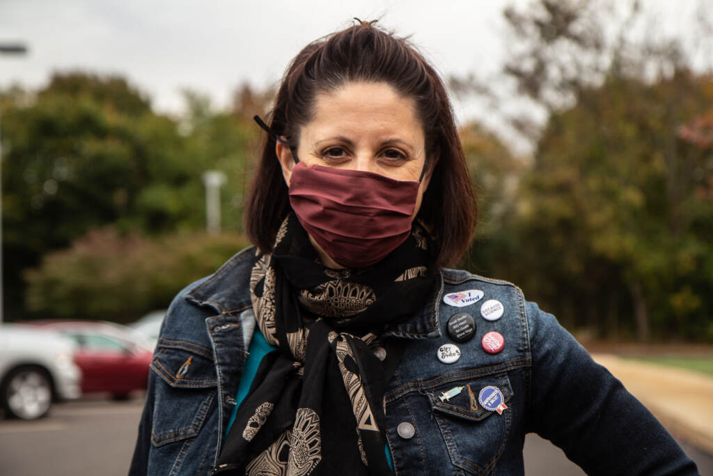 election-day-voting-ballot-KP-110221-07 Jessica D’Angelo wears a mask outside a polling place