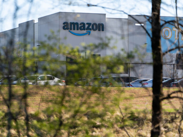 The Amazon warehouse at the center of a high-profile unionization drive is seen on March 29 in Bessemer, Alabama. (Elijah Nouvelage/Getty Images)