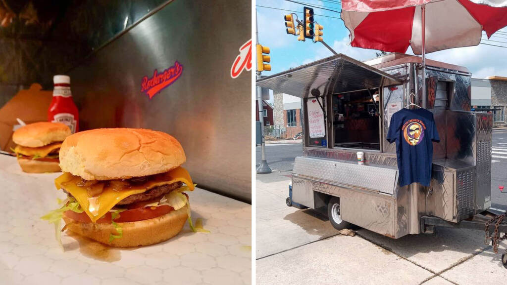roxburgers-foodtruck A Roxburgers signature burger and the food cart
