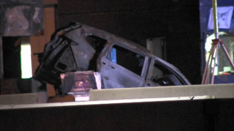 11392157_122721-wpvi-toll-booth-crash-4am-vid Images posted on social media showed a vehicle engulfed in flames after the crash.(6abc)