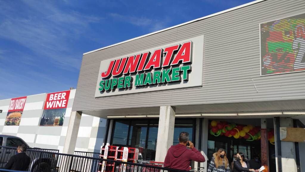The storefront of the new Juniata Supermarket in Juniata, Philadelphia The storefront of the new Juniata Supermarket in Juniata, Philadelphia