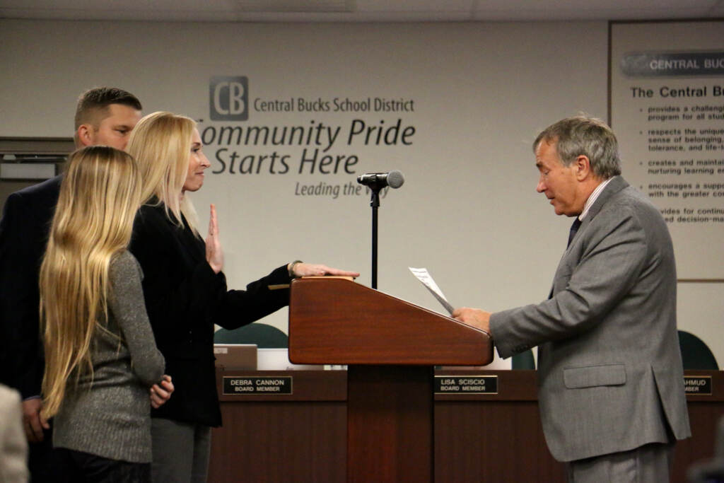 Debra Cannon is sworn in as a member of the Central Bucks school board