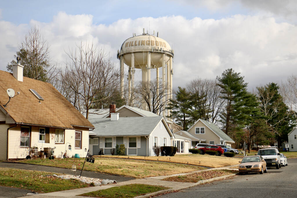 2021 12 15-e lee-willingboro nj-water contamination water tower A water tower looms over the Academy Woods neighborhood