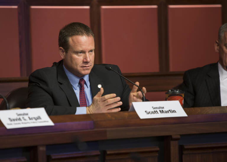 File photo: Senator Scott Martin (R-Lancaster) asks a question during a Senate Majority Policy Committee at the state Capitol in 2017. (Photo: Sen. Scott Martin)